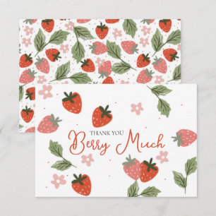 Strawberry Theme Girl Birthday Thank You Card