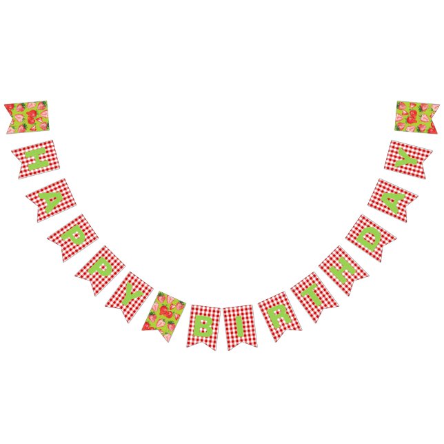 Strawberry Theme Happy Birthday Bunting Flags (All)