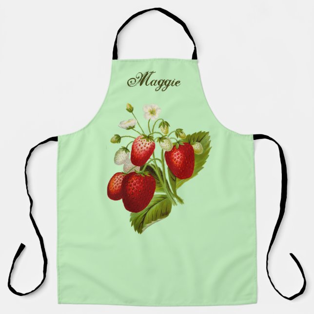 Strawberry Themed Personalized Kitchen Apron (Front)