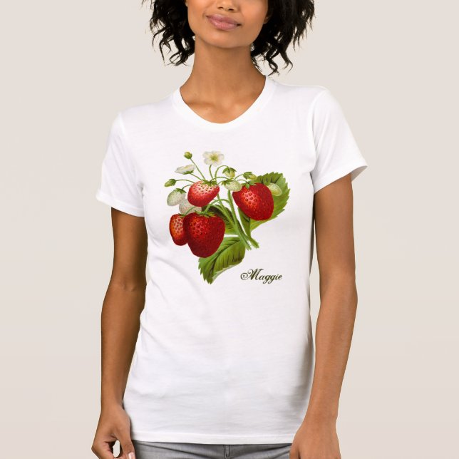 Strawberry Themed Womens Personalized Tshirt (Front)
