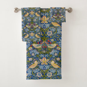 Strawberry thief bird by William Morris Bath Towel Set