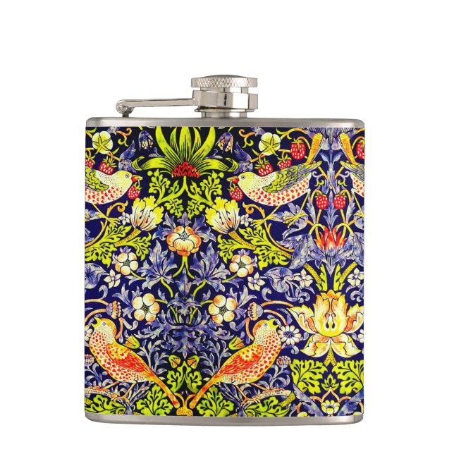 Strawberry Thief Birds William Morris Hip Flask (Front)