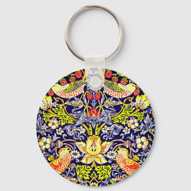 Strawberry Thief Birds William Morris Keychain (Front)