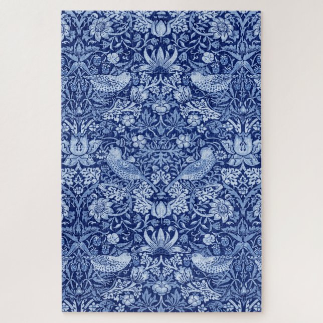 Strawberry Thief Blue Monotone, William Morris Jigsaw Puzzle (Vertical)