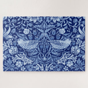Strawberry Thief Blue Monotone, William Morris Jigsaw Puzzle