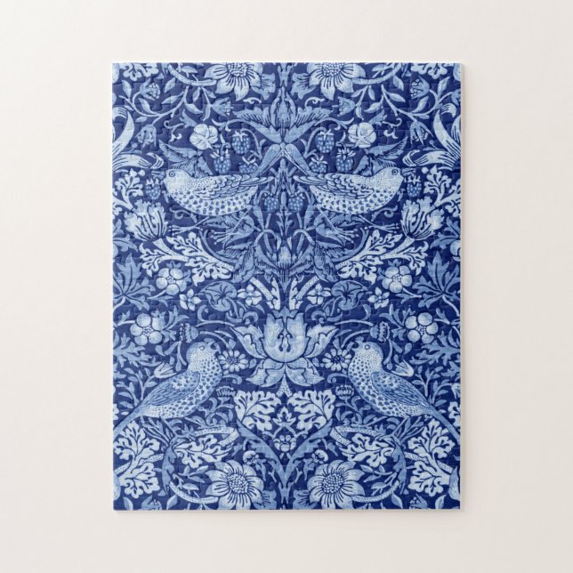Strawberry Thief Blue Monotone, William Morris Jigsaw Puzzle (Vertical)