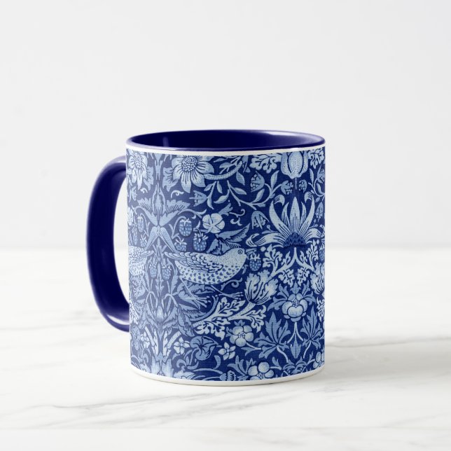 Strawberry Thief Blue Monotone, William Morris Mug (Front Left)