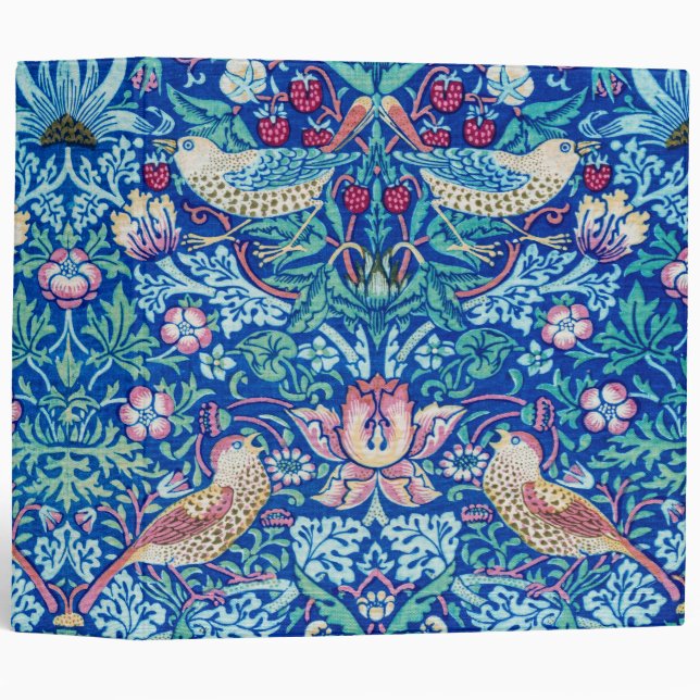 Strawberry Thief Blue, William Morris 3 Ring Binde Binder (Front/Spine)
