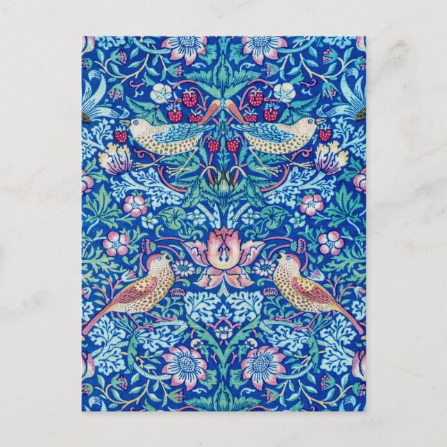 Strawberry Thief Blue, William Morris Postcard (Front)