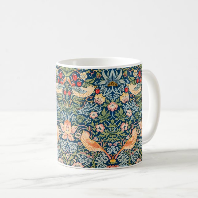 Strawberry Thief (by William Morris) Coffee Mug (Front Right)