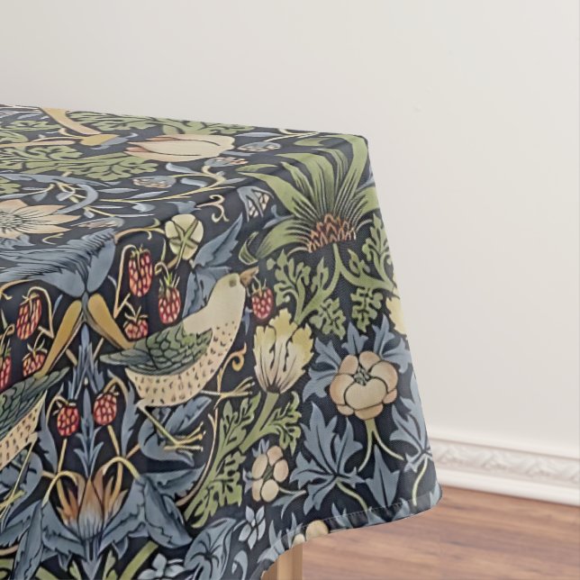 Strawberry Thief by William Morris Indigo Mineral Tablecloth (In Situ)