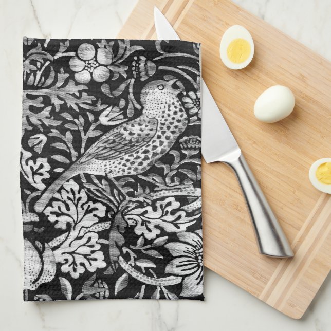 Strawberry Thief by William Morris Kitchen Towel (Quarter Fold)