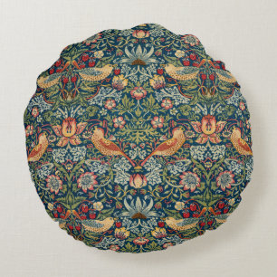 Strawberry Thief by William Morris Round Pillow
