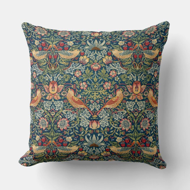 Strawberry Thief by William Morris Throw Pillow (Front)