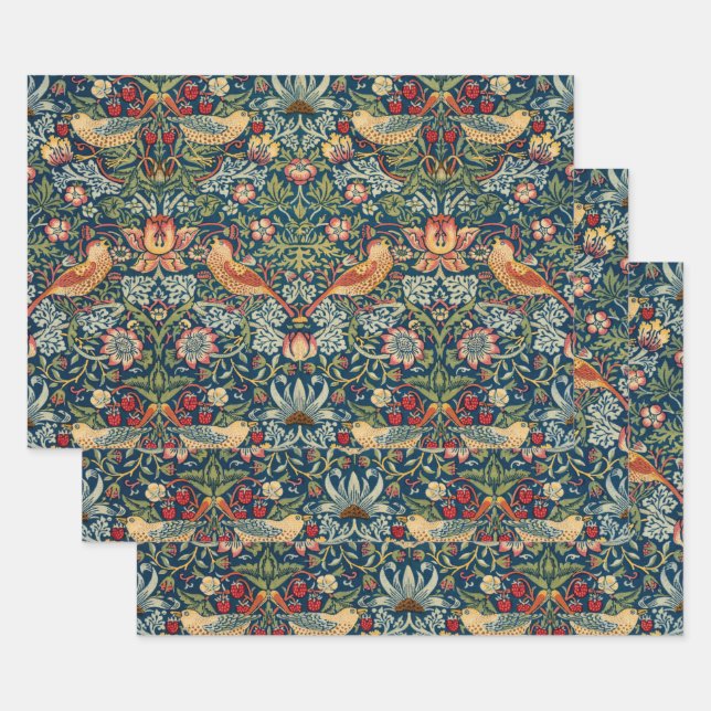 Strawberry Thief by William Morris Wrapping Paper Sheet (Set)