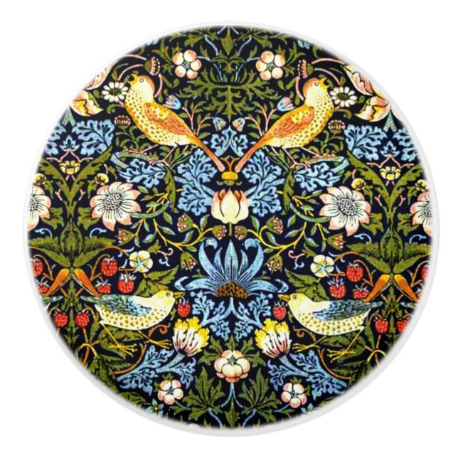 Strawberry Thief Ceramic Knob (Front)