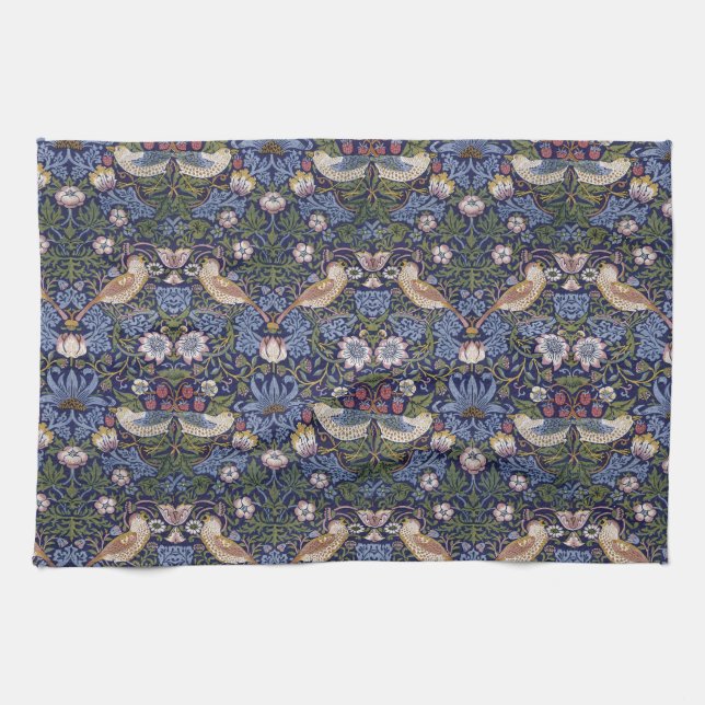 Strawberry Thief in Blue Kitchen Towel (Horizontal)