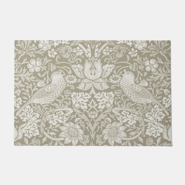 Strawberry Thief Ivory, William Morris Doormat (Front)