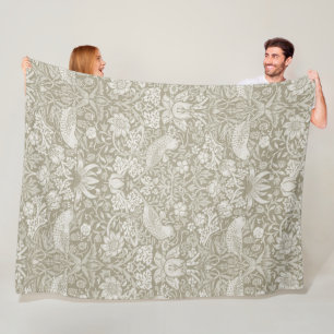 Strawberry Thief Ivory, William Morris Fleece Blanket