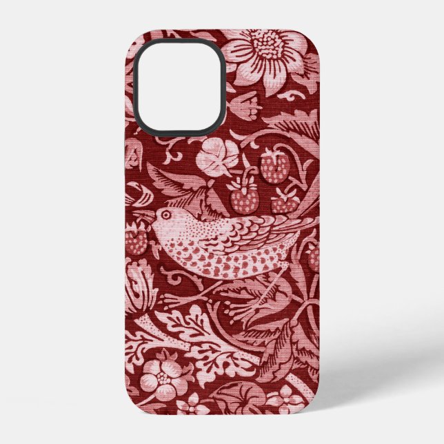 Strawberry Thief Maroon, William Morris iPhone Case (Back)