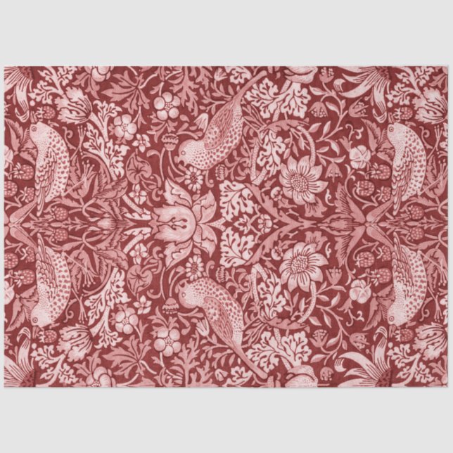 Strawberry Thief Maroon, William Morris Tissue Paper (Front)