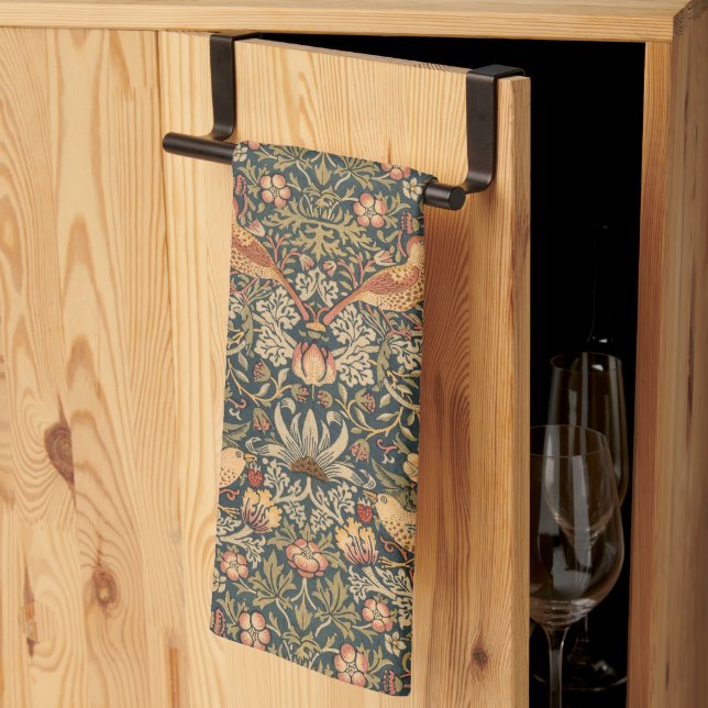 Strawberry Thief Neutral High Res Kitchen Towels (Thirds Fold)