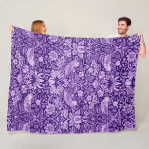 Strawberry Thief Purple, William Morris Fleece Blanket