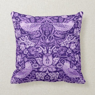 Strawberry Thief Purple, William Morris Throw Pillow