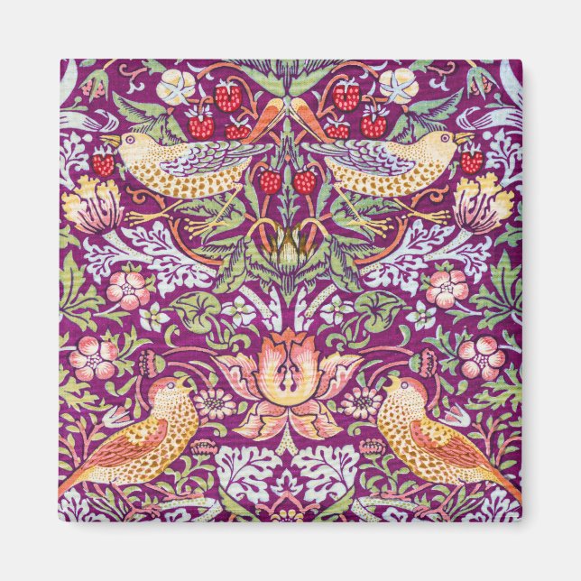 Strawberry Thief Red, William Morris Magnet (Front)