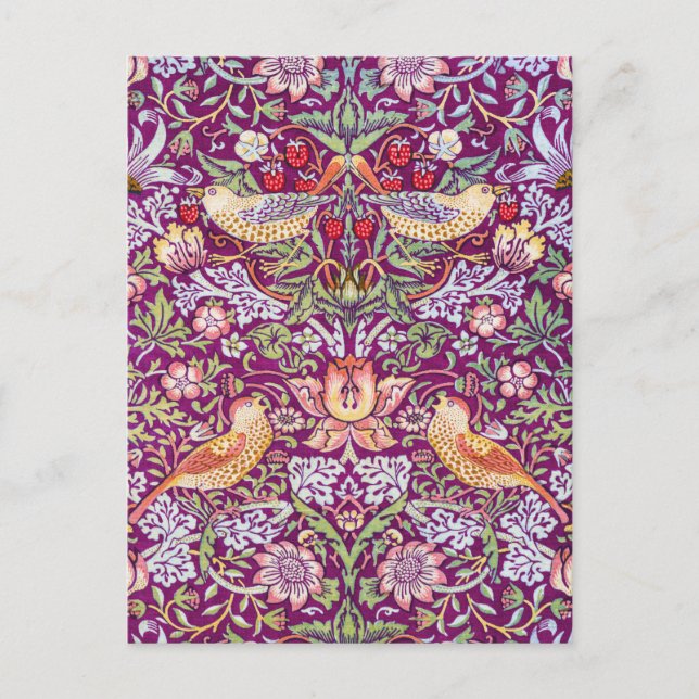 Strawberry Thief Red, William Morris Postcard (Front)