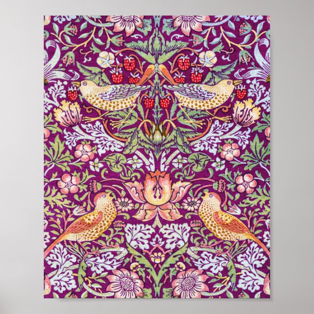 Strawberry Thief Red, William Morris Poster (Front)