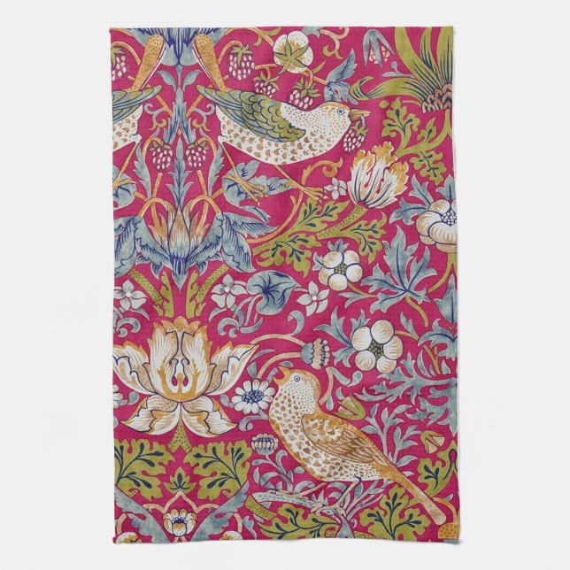 Strawberry Thief, William Morris Kitchen Towel (Vertical)