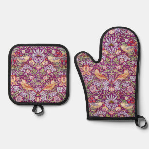 Strawberry Thief, William Morris Oven Mitt & Pot Holder Set