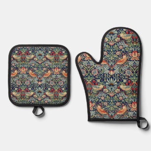 Strawberry Thief William Morris Oven Mitt & Pot Holder Set