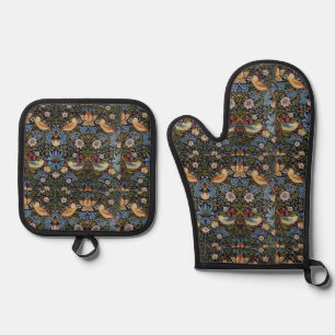 Strawberry Thief William Morris  Oven Mitt & Pot Holder Set