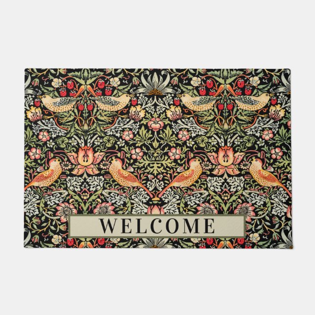 Strawberry Thief William Morris Personalize Doormat (Front)