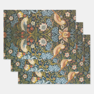 Strawberry Thieves by William Morris, Vintage Art Wrapping Paper Sheet