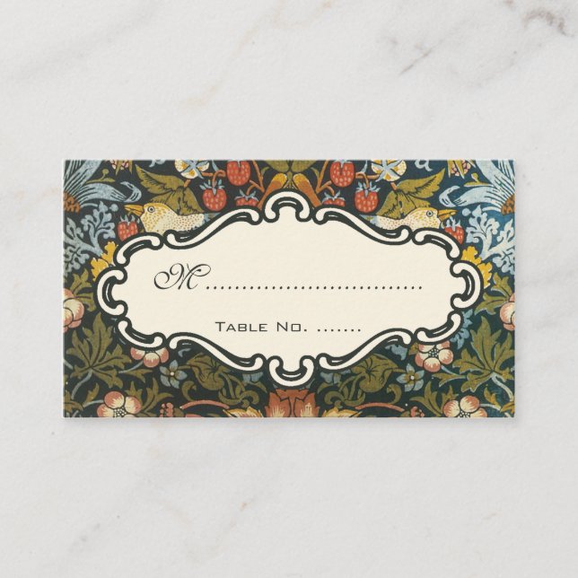 Strawberry Thieves Vintage Wedding Set Place Card (Front)