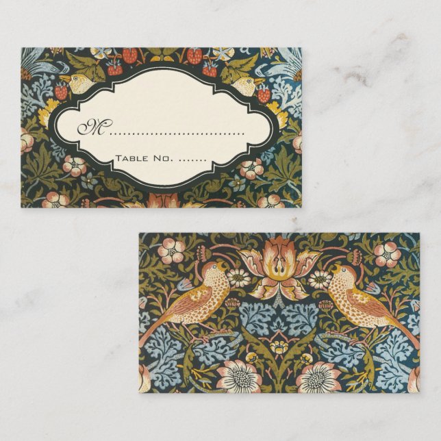 Strawberry Thieves Vintage Wedding Set Place Card (Front/Back)