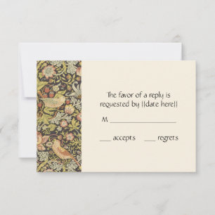 Strawberry Thieves Vintage Wedding Set RSVP Card