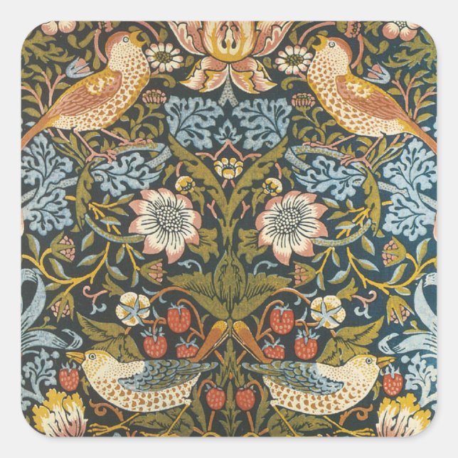 Strawberry Thieves William Morris Antique Pattern Square Sticker (Front)