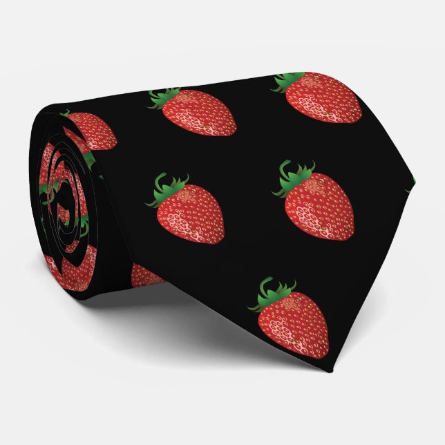 Strawberry | Tie | Black (Rolled)