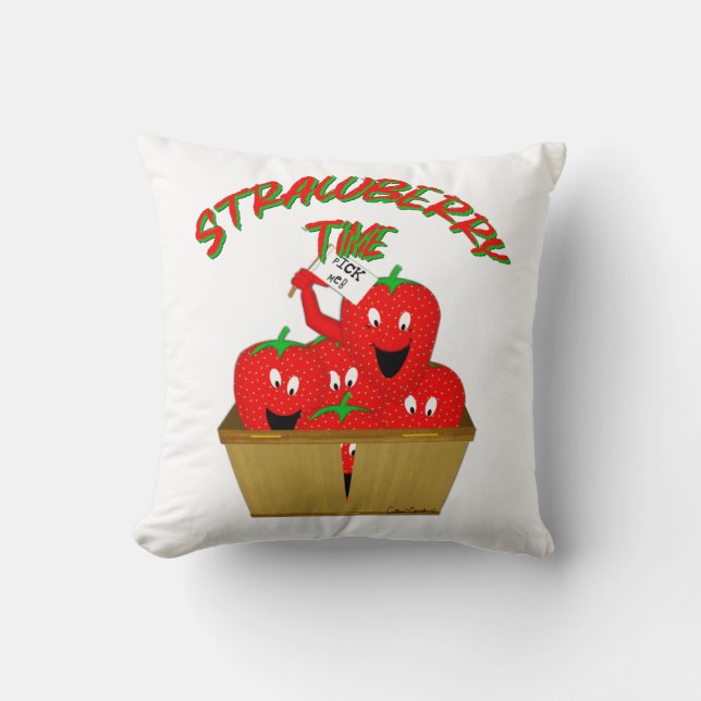 Strawberry Time! Throw Pillow (Front)