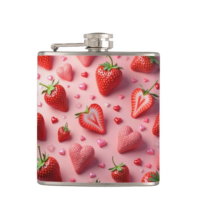 Strawberry treat hip flask (Front)