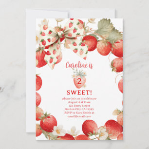Strawberry Two Sweet Girls Berry Second Birthday Invitation