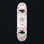 Strawberry Unicorn skateboard with name<br><div class="desc">Make this Strawberry Unicorn skateboard  your own by adding your text. To access advanced editing tools,  please go to "Personalize this template" and click on "Details",  scroll down and press the "click to customize further" link.</div>