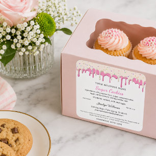 Strawberry & Vainilla Frosting Drip Cottage Law Square Sticker