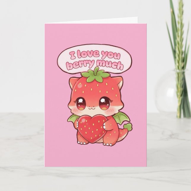 Strawberry Valentine  Holiday Card (Front)