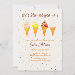 Strawberry Vanilla Chocolate Scoop Bridal Shower Invitation