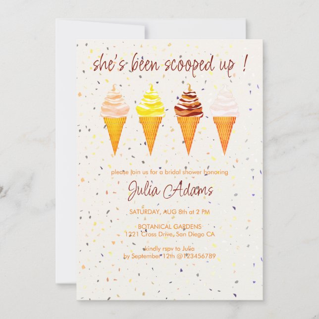 Strawberry Vanilla Chocolate Scoop Bridal Shower Invitation (Front)